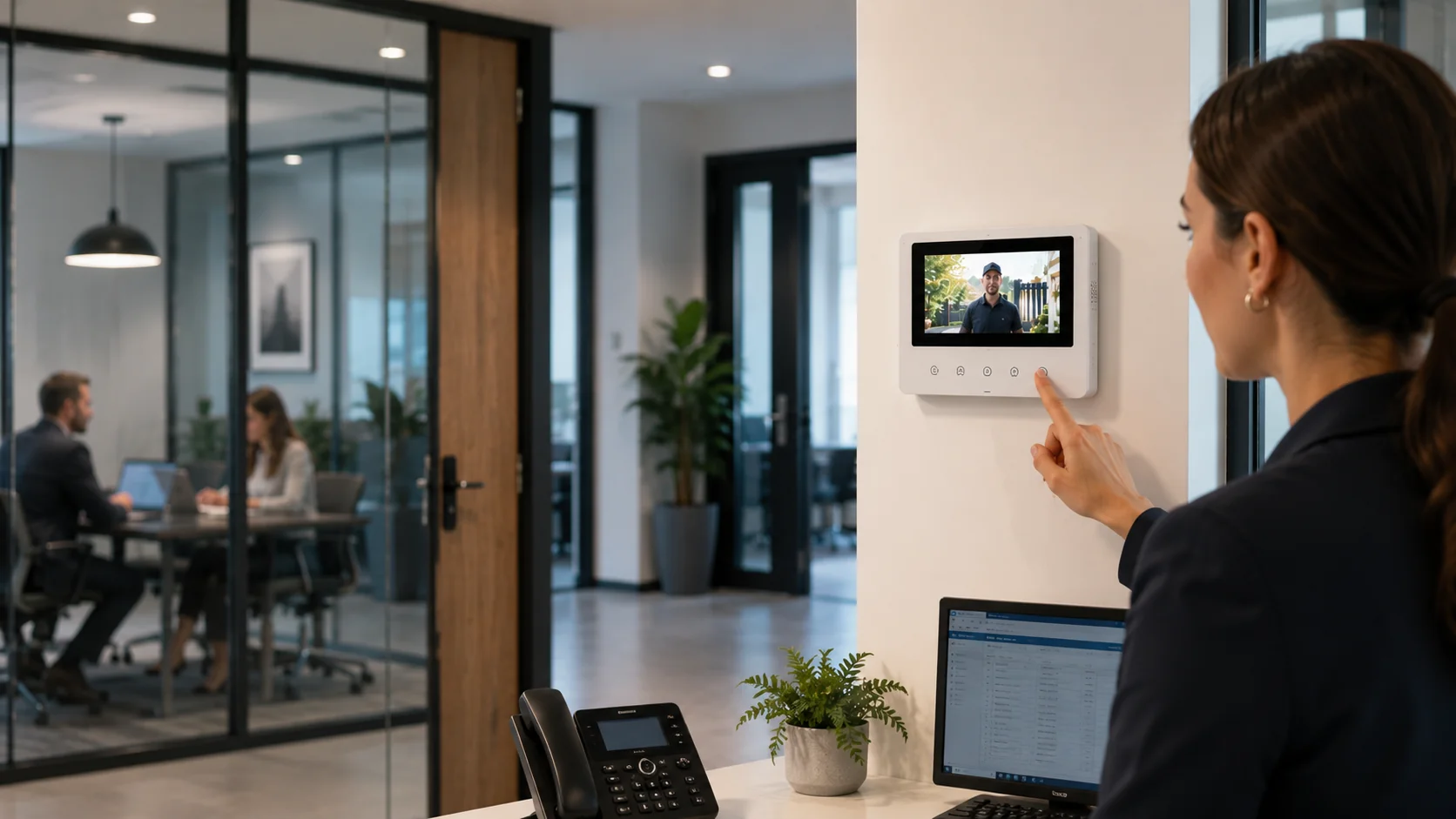 Video door intercom for small office